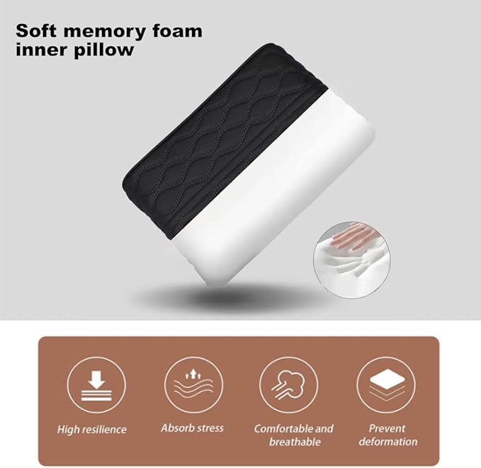 Car Center Console Cover, Memory Foam Car Armrest Cushion, Black Auto Arm Rest Pad, Leather Arm Rest Covering Car, Hand Rest Pillow for SUV/Truck/Vehicle (Black)
