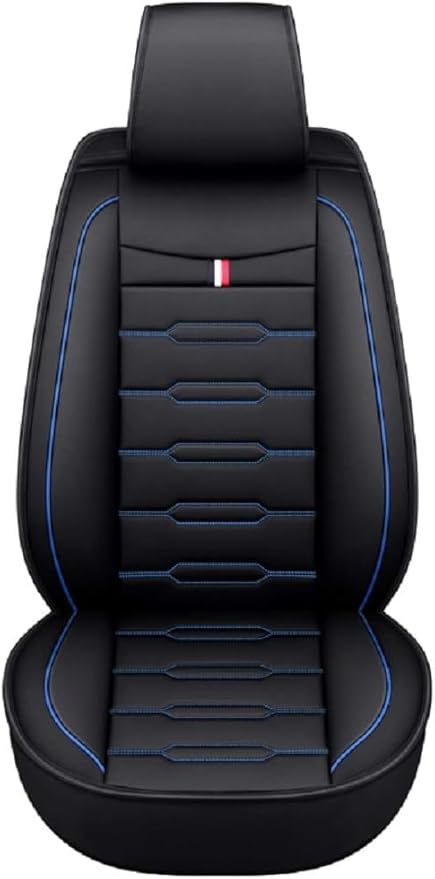 Seat Covers Full Set, Waterproof Leather Seat Covers for Cars, 5 Seats Universal Car Seat Protectors, Black Car Seat Covers Car Seat Cushions Fit for Most Cars (Black-Blue)