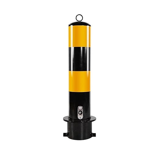 Parking Post, Removable Bollard, Yellow Safety Steel Bollard Post, with Reflective Strips and Hanging Ring, Basement Parking Lock Pillar Stations Column Lock Roadblocks Boll