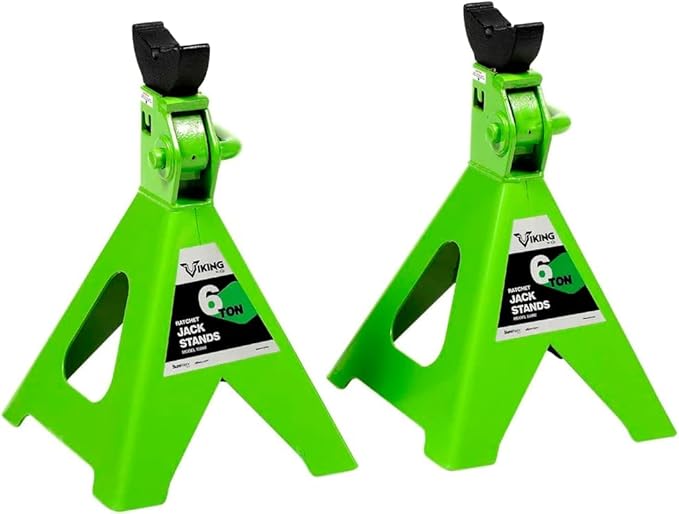 AFF Viking 6 Ton Jack Stand Set - Heavy Duty Ratchet Style Jack Stands - Pair