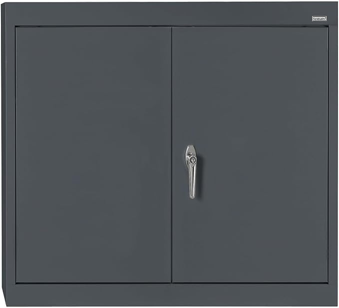 Sandusky Lee WA11301226-02 Wall-Mount Metal Storage Cabinet with Adjustable Shelf, Locking Handle, 200lb Capacity, 12" Depth x 30" Width x 26" Height, Charcoal