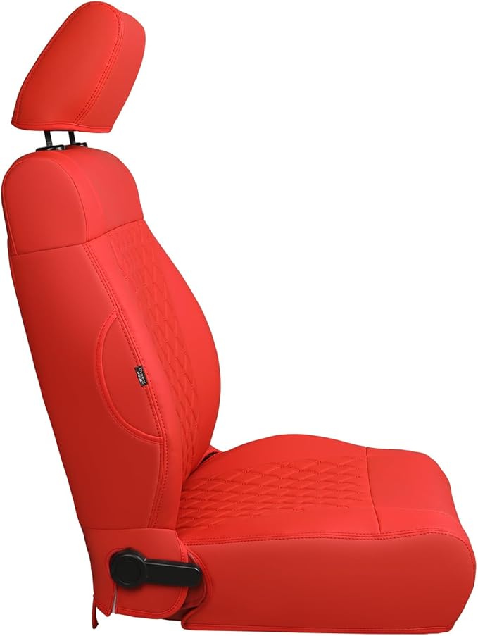 GIANT PANDA Customized Full Set Car Seat Covers for Jeep Wrangler 4 Door JK Unlimited Sahara Sport Rubicon X 2008 2009 2010, Faux Leather - (Red)