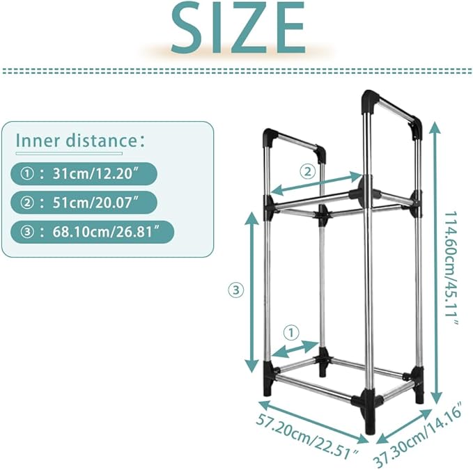 Hershii Tire Storage Rack Standing Garage Storage Shelf Organizer for Indoor Outdoor Use - Black + Silver, 22.51'' X 14.16'' X 45.11''