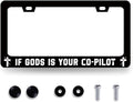 If Gods is Your Co-Pilot License Plate Frame Funny Jesus License Plate Stainless Steel Christian Car Accessory Religion License Plate Decoration Men Women Size 12.2" x6.2" with Screws