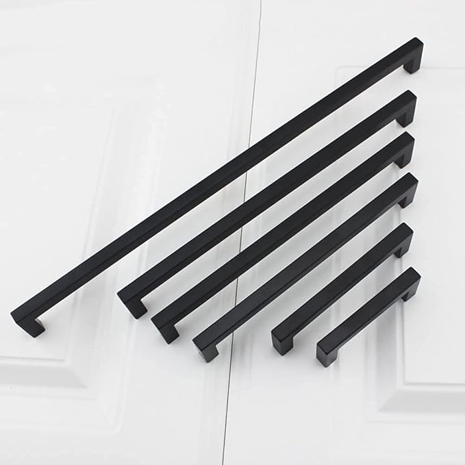 goldenwarm 3 Inch 100 Pack Matte Black Flat Square Bar Kitchen Hardware Closet Handles Pulls - Black Drawer Pull Cabinet Handle for Kitchen Bathroom Drawer Door Cabinets, LSJ12BK76