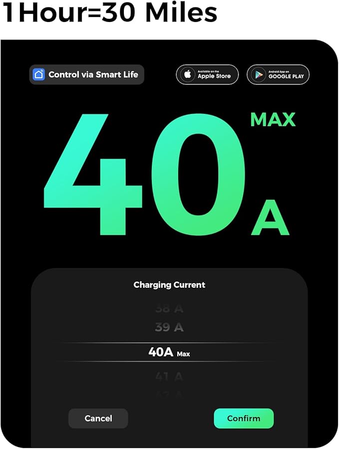 Level 2 Charger with J1772, 40Amps 240V, NEMA 14-50 Plug, ETL/FCC/CE Certified EV Chargers for Home Level 2, 8-40Amps Adjustable Current, Schedule Timer, Compatible with All SAE J1772 EVs