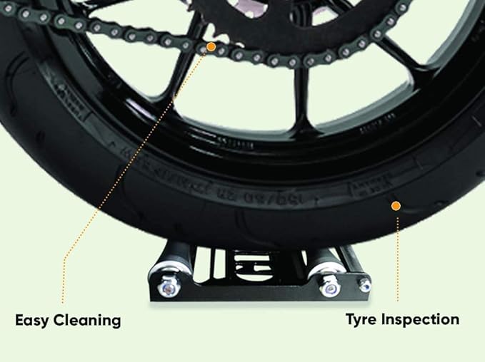 GRAND PITSTOP Motorcycle & Powersports Maintainence Stand Wheel Cleaning Wheel Roller Stand for tire Cleaning & Chain Lubrication - Groller Large (Bikes < 600 lb & Tire Width <240 mm)