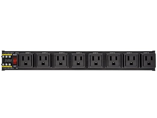DIN Rail Mount AC 120V NEMA 5-15R 8 Receptacles Outlet Power Strip Module, with Rocker Switch Thermal Circuit Breaker Overload Protector