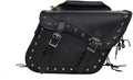 Synthetic Leather Motorcycle Luggage Bag - Waterproof Throw Over Saddlebags For Motorcycles - Softails, Sportsters, Choppers, Dyna, V-star, Shadow (With Studs, Black, 13'x13'x10')