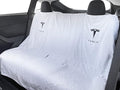 Compatible with Tesla Model Y/3 Premium Towel Car Rear Seat Cover - Breathable & Waterproof - Machine Washable, Seat Protector for Dog, Pets, Sweat from The Gym (White)