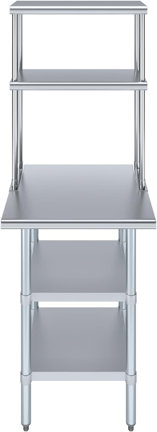 Amgood Stainless Steel Work Table with 2 Shelves | Metal Kitchen Prep Table & Shelving Combo (24" x 24" Table with 2 Shelves + 12" Overshelf)