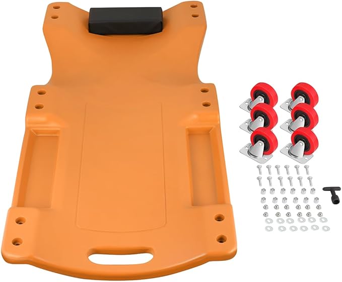 DNA MOTORING 36" L X 17" W x 4.25" H Vehicle Repair Low Profile Automotive Creeper w/Padded Headrest, Orange, TOOLS-00201-OG