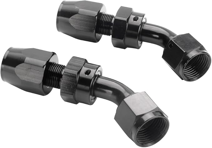 LokoCar 12AN Hose End Fitting 45 Degree Swivel For CPE Braided Hose Black 2Pcs