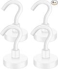 MIKEDE Magnetic Hooks Heavy Duty, 28LB+ Strong Magnetic Hooks for Cruise, Neodymium Earth Magnets with Hook for Hanging, Magnetic Metal Hanger for Fridge, Toolbox, Storage, (White, 4 Pack)
