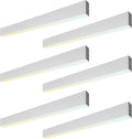 6PK 4FT LED Linear Light, 40W Down 15W Up Light, 3000/3500/4000/5000K CCT Selectable, Commercial Linear Lighting Fixture for Office, Dimmable Suspended Shop Lighting