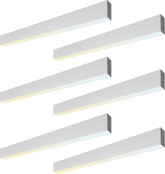 6PK 4FT LED Linear Light, 40W Down 15W Up Light, 3000/3500/4000/5000K CCT Selectable, Commercial Linear Lighting Fixture for Office, Dimmable Suspended Shop Lighting