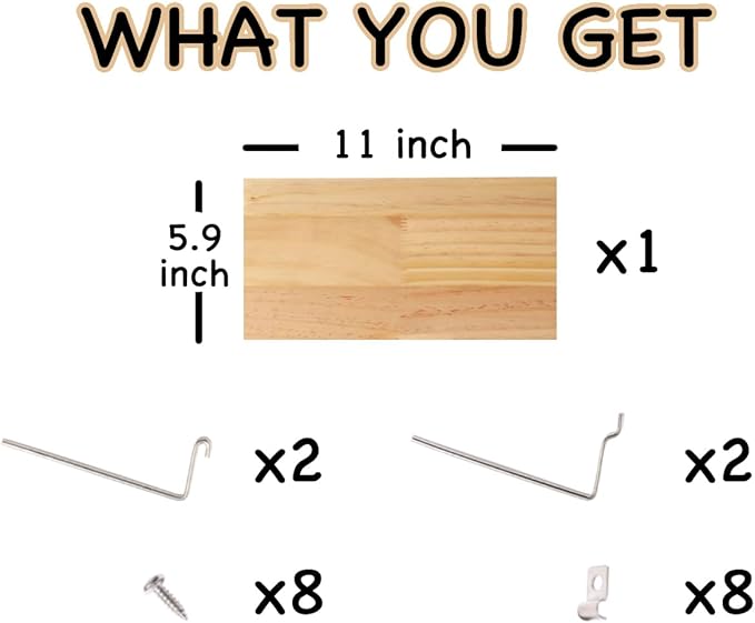 Shelves for PegBoard, Pine Wooden Pegboard Shelf Wall Organizer, Wooden Board for Walls Home, Garage Tool Storage, Office Organization, Kitchen, Craft Room,1 Pack
