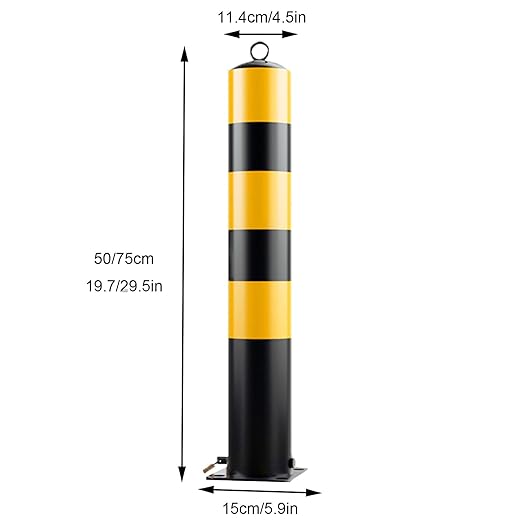Steel Safety Bollard Post, with Lock Bollard Post Removable Security Posts, Parking Bollards, Parking Barriers Concrete, Powder Coat, for Parking Lot, Driveway and Sidewalk(Black (1pcs),75cm/29.5in)