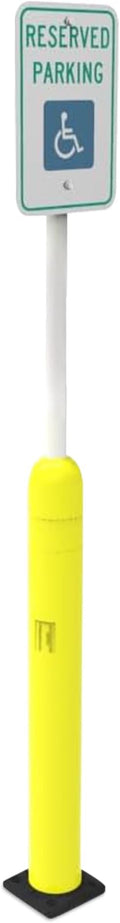 Impact Recovery - Sta-Rite Flexible Sign Post - Sign Holder - Handicap Parking Signs - Made in the USA - 102” with Yellow Bollard - Reserved Parking Signage