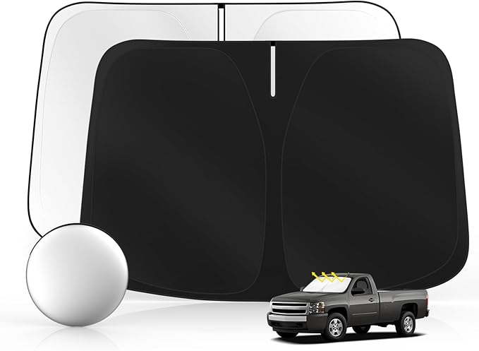 Windshield Sun Shade for Ch-evro-let/Chevy Silverado 1500 1500HD 1999-2006 Foldable Sunshade Custom Fit Front Window Car Interior Accessories Protector Blocks UV Rays