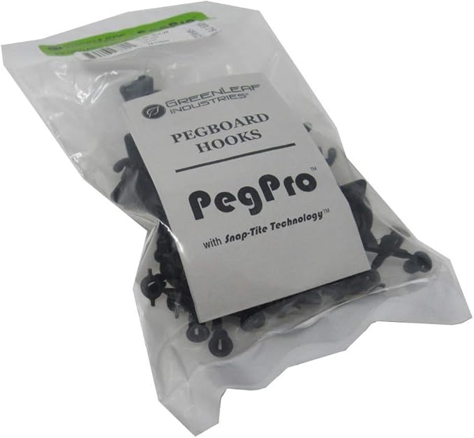 PegPro® J Hooks Kit for Standard “Wood Fiber” pegboard – Durable Plastic Pegboard Hooks - for Garage, Kitchen, Craft Room, and More (J Hook - 24 Pack, Black)
