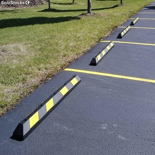 Parking Stopper for Garage 72" Long 1 Pack with 4 Installation Bolts High Reflective Yellow Safety Stripes Wheel Stop Stoppers for Car Truck RV and Trailer Stop Aid 1 Pack