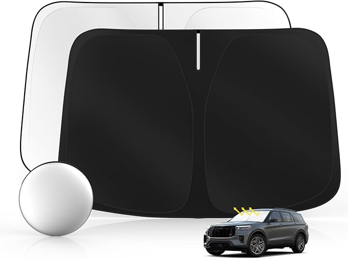 Windshield Sun Shade for Ford Explorer (SUV ST XLT Limited Platinum) 2020-2025 Foldable Sunshade Custom Fit Front Window Car Interior Accessories Protector Blocks UV Rays