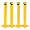 4 Pcs Safety Bollard,42 Inch High Heavy-Duty Yellow Safety Bollard Steel Posts,4.5 Inch Diameter,Safety Bollard with 16 Anchor Bolts - Ideal for Traffic Control, Driveway Barriers,Parking Poles