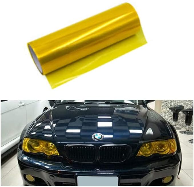 12 by 48 Inches Self Adhesive Headlight, Tail Lights, Fog Lights Tint Vinyl Film (12 X 48, Gold)