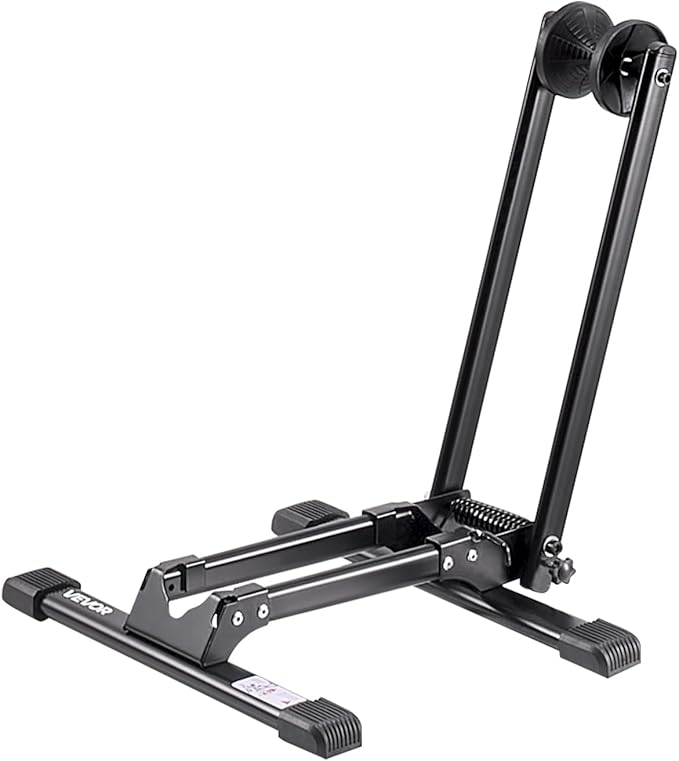 VEVOR Bike Rack, Fits 20 to 29 Inch Mountain & Road Bikes, Alloy Steel Rust-Resistant Bike Floor Stand Rack, Foldable Bicycle Stand for Entryway, Garage, Home Bikes Parking & Storage, 1 Pack, Black