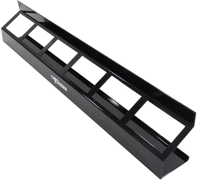 Pit Posse 304BK Six Quart Oil Can Rack Holder 32" Caddy Wall Hanger Aluminum Shelf - Made in USA - Holds 6 Quarts of Motor Engine Oil - Enclosed Race Trailer Shop Garage Storage Organizer (Black)
