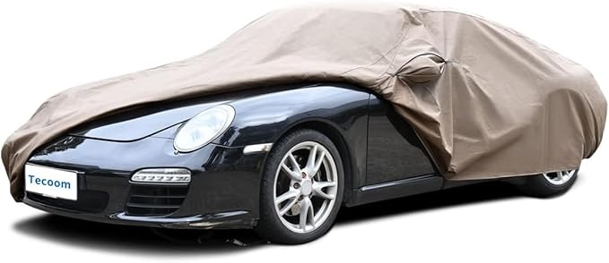 Tecoom Thick Shell Car Cover Waterproof All Weather for Automobiles, Full Exterior Covers with Invisible Zippered Mirror Pockets Wind Uv Hail Protector Universal Fit AudiR8 (173-182 Inches)