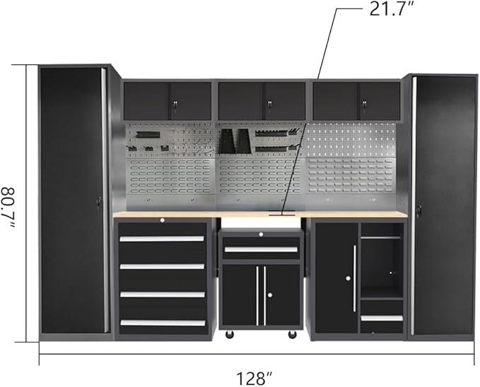 JZD Metal Garage Tool Cabinet Set, Heavy Duty, Included Rolling Chest, for Auto Repair Shop Basement Factory