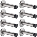 JQK Door Stopper, 304 Stainless Steel Thicken 1mm Sound Dampening Door Stop Bumper Wall Protetor 8 Pack, Brushed, DSB5-BN-P8