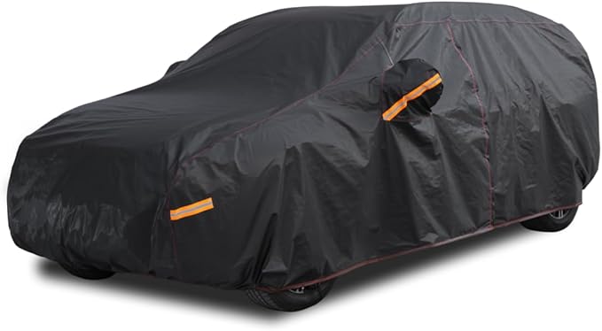 6 Layer Heavy Duty SUV Car Cover Waterproof All Weather Protection with Cotton Liner, Universal Fit Ford Explorer, Toyota Highlander, Honda Pilot, Dodge Durango, BMW X5 X6, Lexus RX350