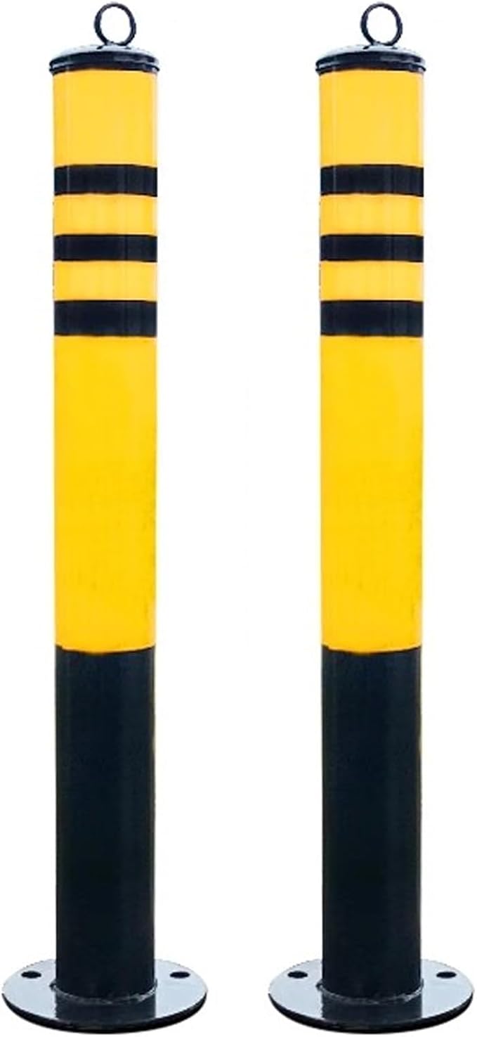 Safety Bollard, Driveway Barrier, Parking Stopper for Garage, Steel Car Parking Protection Posts, Caution Cones, Perfect for Traffic-Sensitive Area(Yellow A(2PCS))