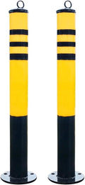 Safety Bollard, Driveway Barrier, Parking Stopper for Garage, Steel Car Parking Protection Posts, Caution Cones, Perfect for Traffic-Sensitive Area(Yellow A(2PCS))