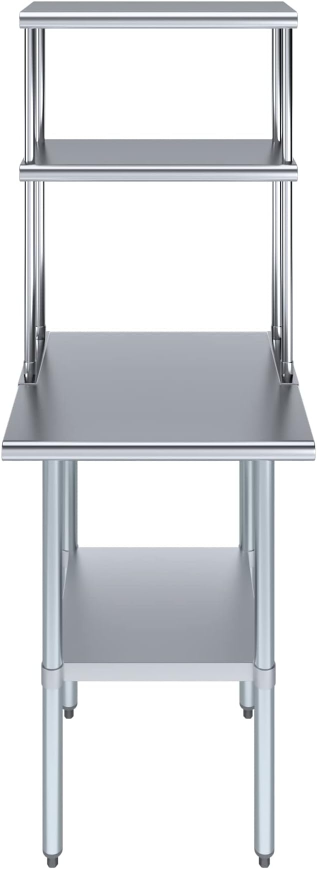 Amgood Stainless Steel Work Table Wide Double Tier Overshelf | NSF | Metal Kitchen Prep Table & Shelving Combo (24" x 24" Work Table + 12" Overshelf)