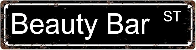 Beauty Bar ST Space Vintage Metal Tin Sign, Street Sign, Home Decor, Room Decor, Wall Decor, Bathroom Decor, Bar Decor, Cafe Decor, Garage Decor, 16 x 4 Inch