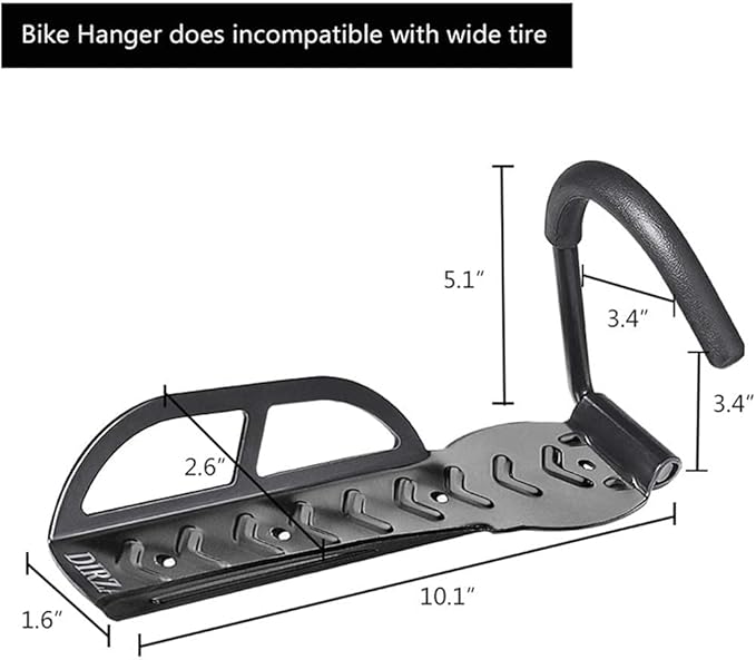 Dirza Bike Wall Mount Rack with Tire Tray - Vertical Bike Storage Rack for Indoor,Garage,Shed - Easy to install - Great for Hanging Road,Mountain or Hybrid Bikes - Screws Included - 2 Pack