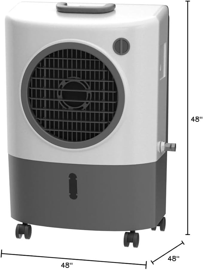 Portable Swamp Coolers - 1300 CFM MC18M Evaporative Air Cooler with 2-Speed Fan, 53.4 dB - 500 sq. ft. Coverage Evaporative Air Cooler Portable High Velocity Outdoor Cooling Fan by Hessaire - White