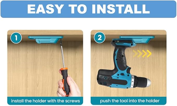 Drill Tool Wall Mounted Base Hanger Compatible Motorized Stand Set for Makita 18V Lithium-Ion Tools – 10 Pack with 40 Screws (Blue)