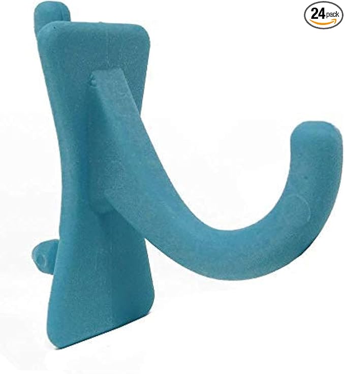 PegPro® J Hooks Kit for Standard “Wood Fiber” pegboard – Durable Plastic Pegboard Hooks - for Garage, Kitchen, Craft Room, and More (J Hook - 24 Pack, Caribbean)