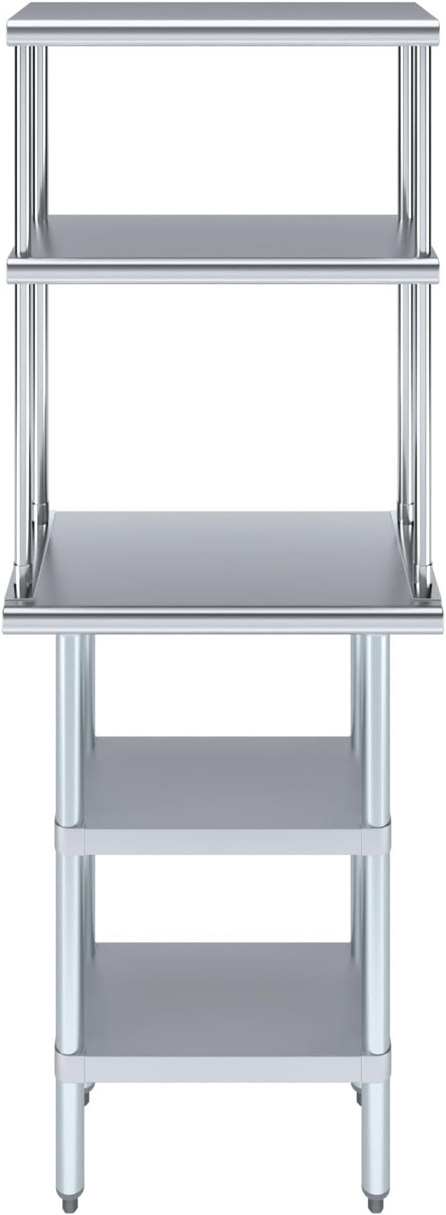 Amgood Stainless Steel Work Table with 2 Shelves and 12" Overshelf - Metal Kitchen Prep Table & Shelving Combo (14" x 24")