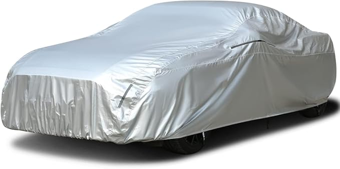 Tecoom Car Cover Waterproof All Weather,Light Shell UV-Proof Windproof Indoor Outdoor Car Covers for Autombilas Without Door Zipper & Mirror Pockets Fit Coupe/Convertible/Sport Car (167-172 Inches)