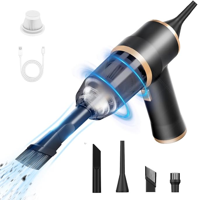 Mini Car Vacuum Portable Cordless Handheld Vacuum Cleaner and Air Duster 2 in 1 with Multi-Nozzles for Car, Computer, Sofa, Office, Pet, Home