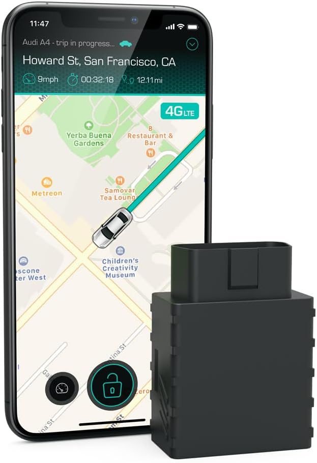 CARLOCK Anti Theft Car Device - Real Time 4G Car Tracker & Car Alarm System. Comes with Device & Phone App. Tracks Your Car in Real Time & Notifies You Immediately of Suspicious Behavior.OBD Plug&Play
