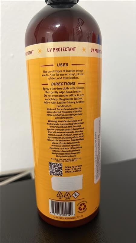 Leather Honey Leather Cleaner Spray: UV Protectant, Non-Toxic & Made in the USA Since 1968. Cleans & Protects Leather, Faux & Vinyl - Couches, Car Seats, Purses, Shoes, Bags & Tack. Safe for Any Color