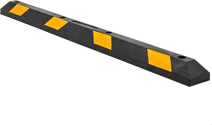 Guardian Parking Stop, 6 Foot Long Rubber Curb with Mounting Holes, Black/Yellow - Highly Visible Accessory for Job Sites & Garages