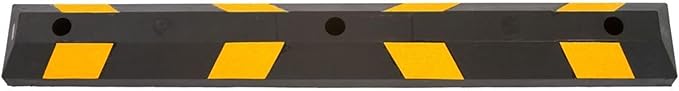 Guardian 4' Rubber Parking Curb with Mounting Holes Hi-Vis Yellow UV-Resistant for Paved, Gravel Parking Lot 4" H